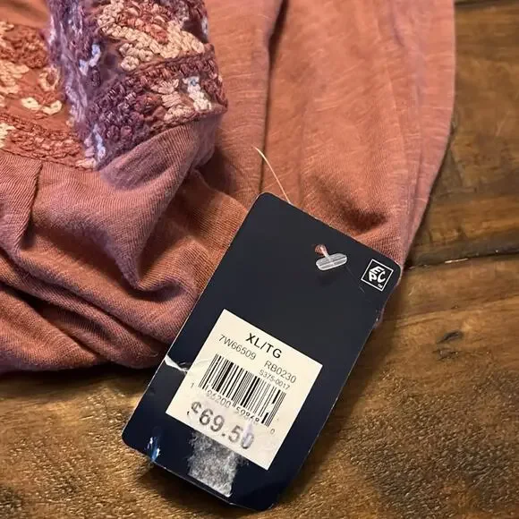 Lucky Brand Embroidered Lace Cotton Blend Tank Square Neck Boho Festival NEW XL - Picture 7 of 8